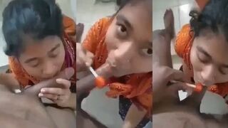 Jawan kaamwali lollipop ke sath lund chus rahi hai