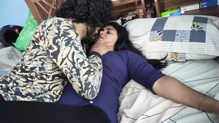 Churidar leggings removal and top only romance sex video by Vaishnavy and Sharun Raj, Mallu couple hot bedroom romance sex