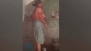 Aunty bathing and dress washing