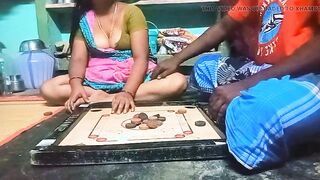 Village Bigg boobs aunty Bigg boobs aunty Carrom board is playing with man