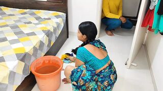 Komal bhabhi was mopping, brother-in-law was secretly watching, came and started fucking