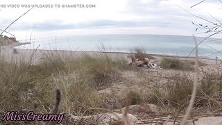 French teacher Slut Blowjob Amateur on Nude Beach public front stranger with Cumshot - MissCreamy